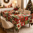 Christmas Patchwork Snowman Rectangle Table Cloth Polyester holiday Xmas Winter tablecloth Machine Washable Table Cover Stain Wrinkle Resistant Dining Party Kitchen Decor - H - Size 90x140cm-4