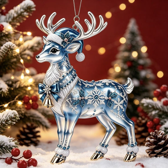 Elf Deer Party Festival 2D Acrylic Keychain Pendant – Christmas Hanging Ornament for Christmas Tree & Holiday Decor, 8cm Tall - Multi - Size A