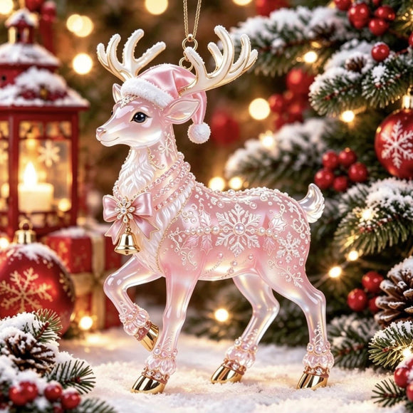 Elf Deer Party Festival 2D Acrylic Keychain Pendant – Christmas Hanging Ornament for Christmas Tree & Holiday Decor, 8cm Tall - Multi - Size A
