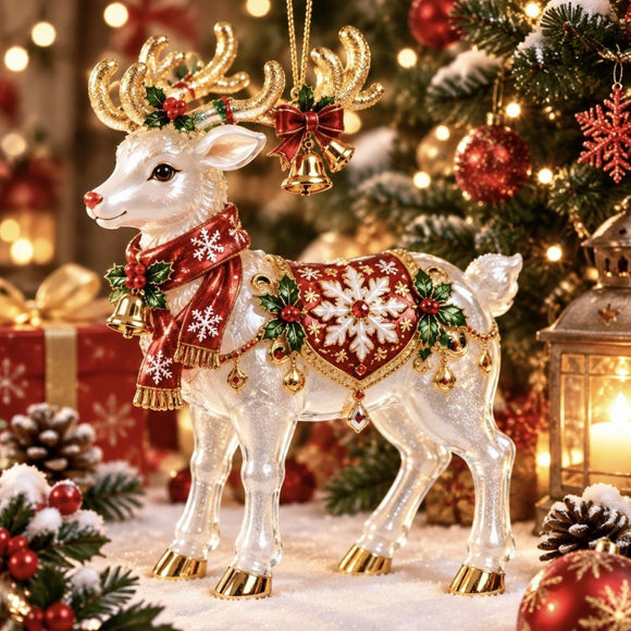Elf Deer Party Festival 2D Acrylic Keychain Pendant – Christmas Hanging Ornament for Christmas Tree & Holiday Decor, 8cm Tall - Multi - Size D