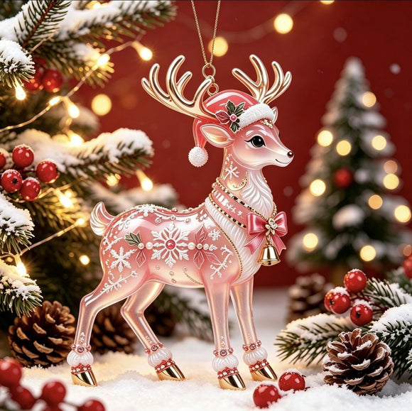 Elf Deer Party Festival 2D Acrylic Keychain Pendant – Christmas Hanging Ornament for Christmas Tree & Holiday Decor, 8cm Tall - Multi - Size E