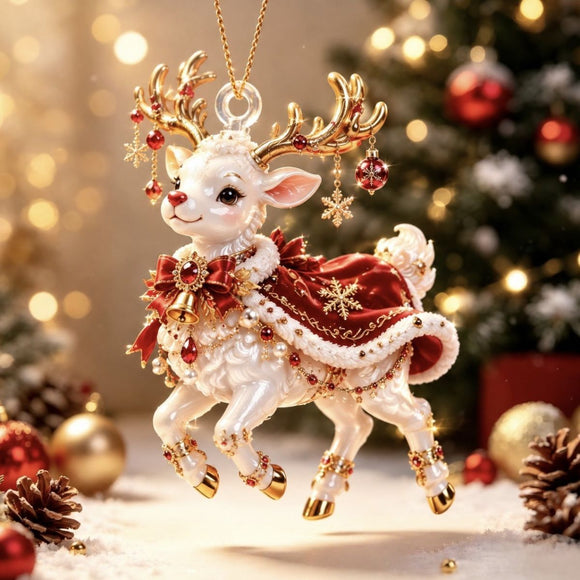 Elf Deer Party Festival 2D Acrylic Keychain Pendant – Christmas Hanging Ornament for Christmas Tree & Holiday Decor, 8cm Tall - Multi - Size K