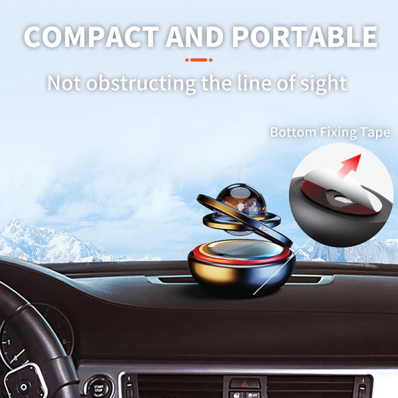 Black Solar-Powered Rotating Car Air Freshener: Space-Themed Dashboard Decor with Ocean Scent & 16 Cologne Pads