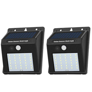 2Pack Solar Sensor Lights Outdoor with 30 LEDs – Wireless Waterproof Solar Motion Sensor Wall Lights for Fence, Patio, Deck, Yard & Garden, Motion Activated Auto On/Off(White)