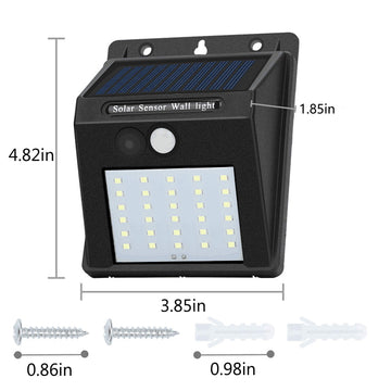 2Pack Solar Sensor Lights Outdoor with 30 LEDs – Wireless Waterproof Solar Motion Sensor Wall Lights for Fence, Patio, Deck, Yard & Garden, Motion Activated Auto On/Off(White) - 0