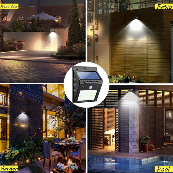 2Pack Solar Sensor Lights Outdoor with 30 LEDs – Wireless Waterproof Solar Motion Sensor Wall Lights for Fence, Patio, Deck, Yard & Garden, Motion Activated Auto On/Off(White)