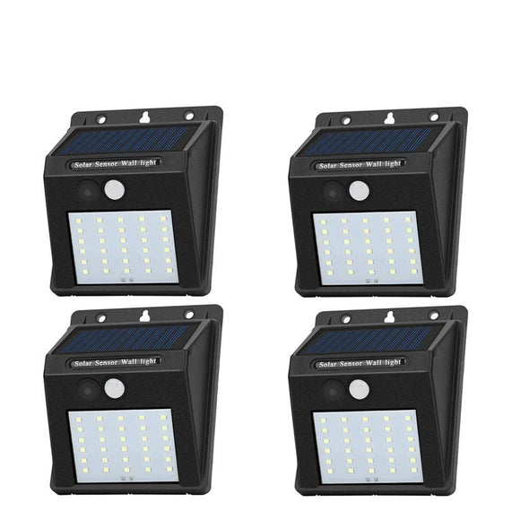 4Pack Solar Sensor Lights Outdoor with 30 LEDs – Wireless Waterproof Solar Motion Sensor Wall Lights for Fence, Patio, Deck, Yard & Garden, Motion Activated Auto On/Off(White)
