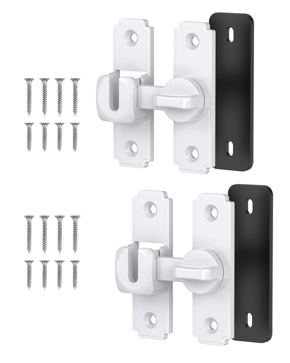 90/180 Degree Barn Door Lock, Safety Flip Lock, Adjustable Sliding Door Latch for Bathroom, Wardrobe, Bedroom & Garden Door, Spacers Included, 1Pack (silver)