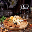Bamboo Cheese Board Set with Knives & Slate, 10-Inch Round Charcuterie Platter & Tray, Wooden Cheese Board, Gift Idea(Wood)-3