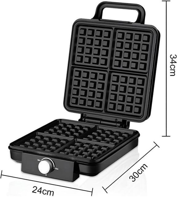 Waffle Makers & Irons, 1500W Waffle Machine with Double~sided Heating, Coating, Temperature Control, Led Light, Easy Clean(black)
