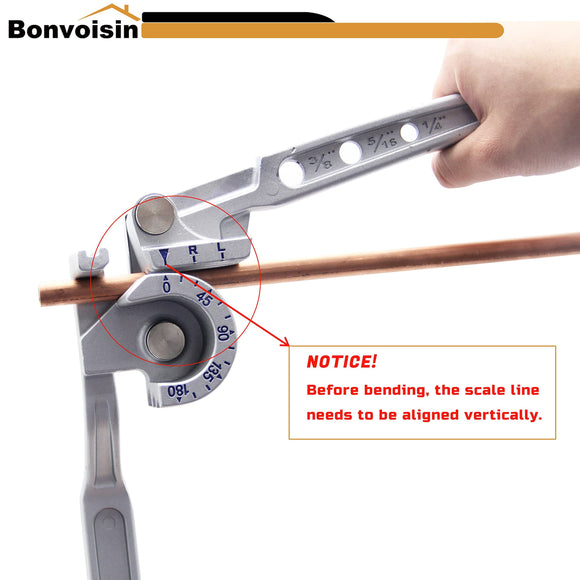 3/8" 1/2" OD Tubing Bender 2 in 1 Manual Bender 180° HVAC Soft Copper Aluminum Tubes Bending Tool for Air Conditioning Refrigeration Repair(silver)