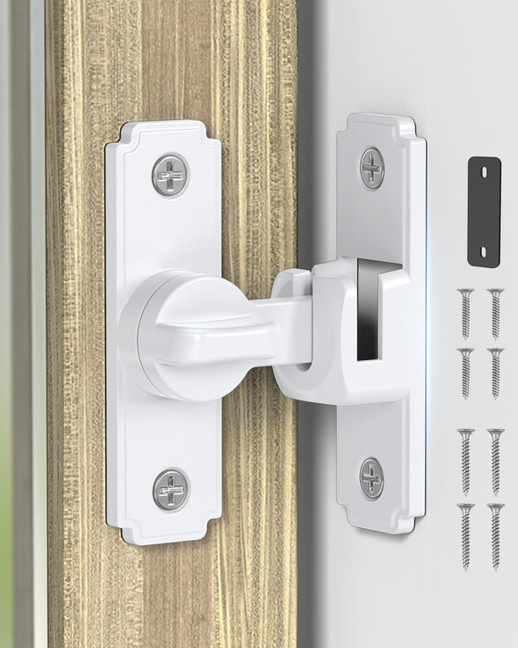 90/180 Degree Barn Door Lock, Safety Flip Lock, Adjustable Sliding Door Latch for Bathroom, Wardrobe, Bedroom & Garden Door, Spacers Included, 1Pack (black)