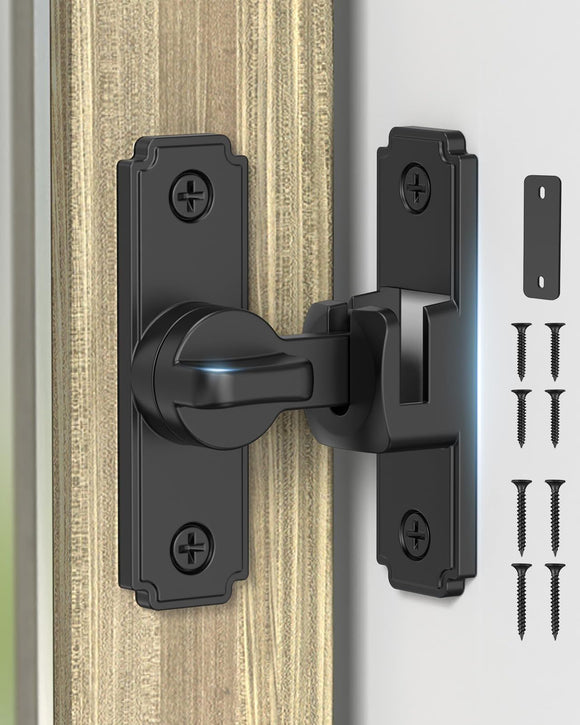 90/180 Degree Barn Door Lock, Safety Flip Lock, Adjustable Sliding Door Latch for Bathroom, Wardrobe, Bedroom & Garden Door, Spacers Included, 1Pack (White)