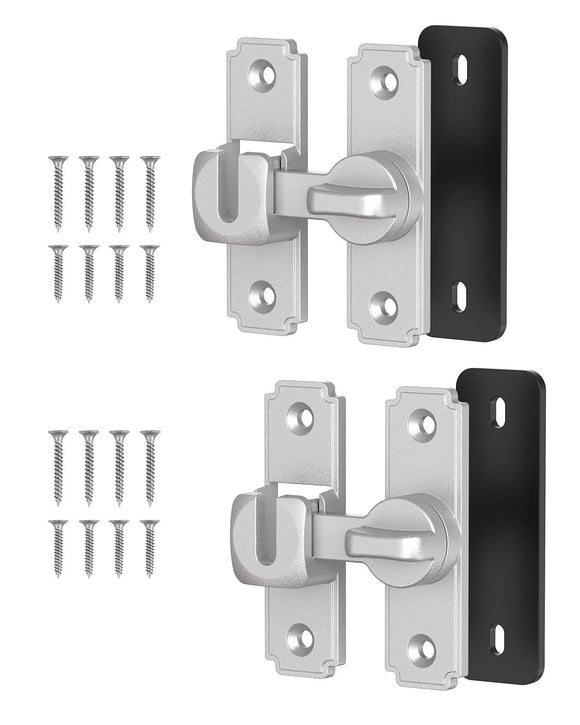 90/180 Degree Barn Door Lock, Safety Flip Lock, Adjustable Sliding Door Latch for Bathroom, Wardrobe, Bedroom & Garden Door, Spacers Included, 1Pack (White)