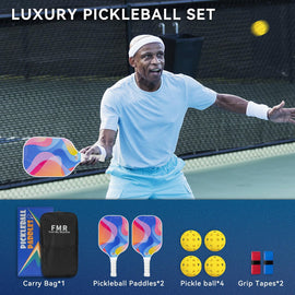 Pickleball Paddle Set with 4 Balls – Fiberglass Surface, Lightweight Grip | Indoor & Outdoor Play - 0