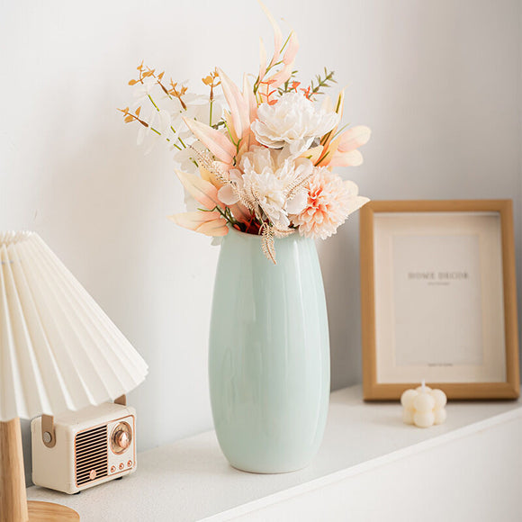 Modern Ceramic Vase Set (3-Piece): Minimalist Home Decor for Living Room Flower Arrangements (Blue) | Other Styles Available in Store