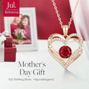Forever Love Heart Birthstone Necklace: 925 Sterling Silver Personalized Jewelry for Mom, Wife, Friend with 12 Month Stone Options（red diamond,January）-3