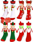 4 Pairs Christmas Socks, Crazy Holiday Hand Holding Socks Funny Christmas Stocking Stuffers-1