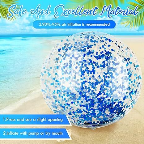 Christmas 10 Pcs Inflateable Sequin Glitter Beach Balls, 24 Inch and 16 Inch Jumbo Pool Confetti Glitter Balls, Swimming Pool Beach Toys for Summer Favor Decorations - 0