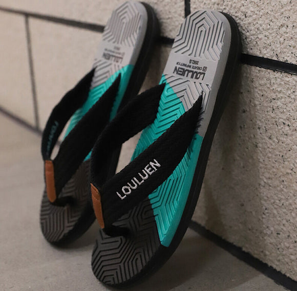 Men's Flip Flops with EVA-PVC Dual Sole, 3 Colors (Black/Blue/Green) for Comfort & Style for Summer Beach & Daily Wear(Black)