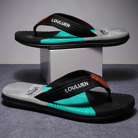 Men's Flip Flops with EVA-PVC Dual Sole, 3 Colors (Black/Blue/Green) for Comfort & Style for Summer Beach & Daily Wear(Black)
