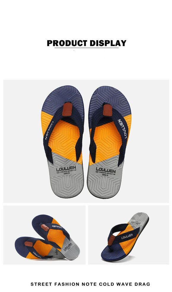 Men's Flip Flops with EVA-PVC Dual Sole, 3 Colors (Black/Blue/Green) for Comfort & Style for Summer Beach & Daily Wear(Blue)