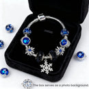 Rhinestone Blue Cat’s Eye Starry Glaze Beads Bracelet with Snowflake Pendant(20cm)-3