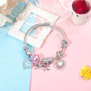 Cute Heart-shaped Beaded Bracelet with Rhinestones(19cm)-2