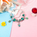 Colorful Cat Eye Glass Bead Clover Pendant Bracelet(17cm)-2