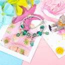 Colorful Cat Eye Glass Bead Clover Pendant Bracelet(17cm)-4