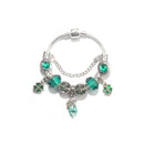 Colorful Cat Eye Glass Bead Clover Pendant Bracelet(19cm)-1