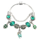 Colorful Cat Eye Glass Bead Clover Pendant Bracelet(20cm)-6