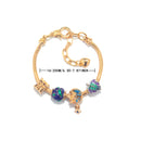 Colorful Leaf Moon Star Pendant Versatile Gold Bracelet(16cm)-7