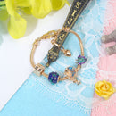 Colorful Leaf Moon Star Pendant Versatile Gold Bracelet(18cm)-3