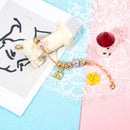 Sweet Style Crystal Rhinestone Gold Star Moon Pendant Cute Pink Bead Bracelet(16cm)-2