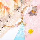 Sweet Style Crystal Rhinestone Gold Star Moon Pendant Cute Pink Bead Bracelet(17cm)-3