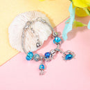 Cartoon Ocean Theme Bracelet with Octopus, Jellyfish, Crab Charms & Crystal Rhinestone Beads(17cm)-2