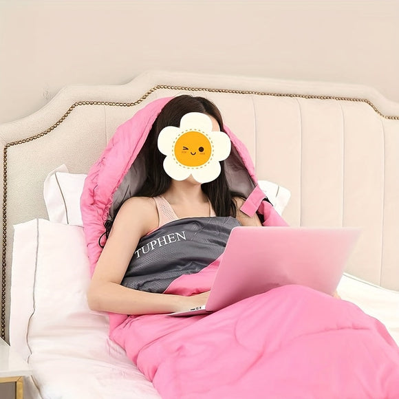 Rosy Four-Season Rectangular Sleeping Bag for Adults