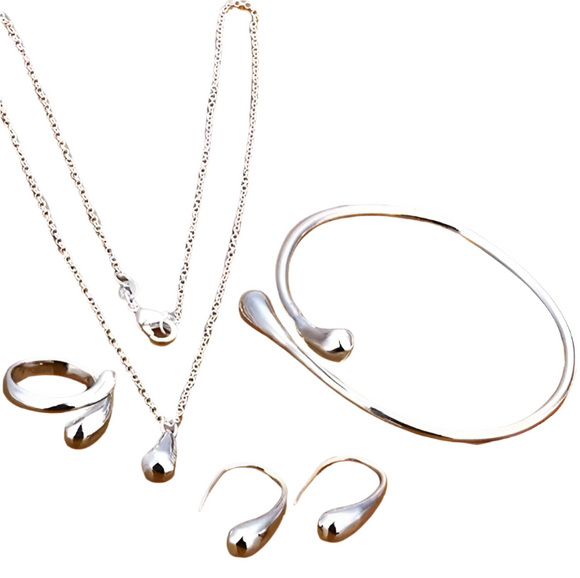 Women's Silver Needle Jewelry Set (4 pcs)