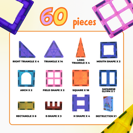 Sixty Pieces Magnetic Tiles Building Set - 0