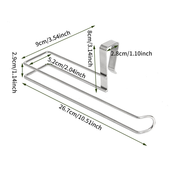 Stainless Steel No-punch Roll Paper Rack for Kitchen Cabinet Cling Film Storage Rack-Silver