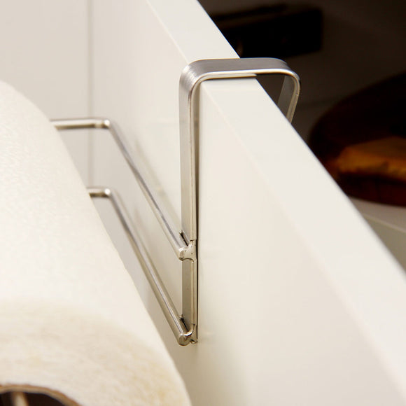 Stainless Steel No-punch Roll Paper Rack for Kitchen Cabinet Cling Film Storage Rack-Silver