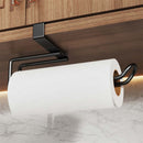 Metal No-punch Roll Paper Rack for Kitchen Cabinet Cling Film Storage Rack-Black-2