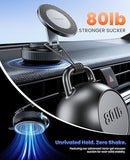 Suction Phone Mount for Car Dashboard/Windshield - 360°Adjustable Magnetic Phone Holder for Car, Foldable Car Phone Holder for iPhone  Series (Carbon Fiber & Aluminum Alloy)-5