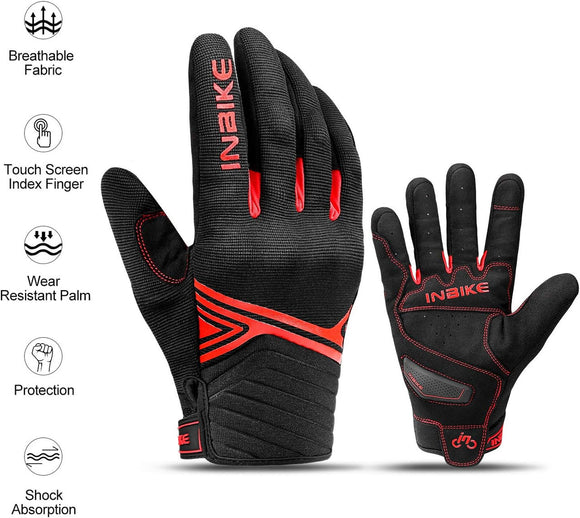 Breathable Mesh Motorcycle Gloves Touchscreen with TPR Palm Pad Hard Knuckle-Red-Small