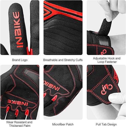 Breathable Mesh Motorcycle Gloves Touchscreen with TPR Palm Pad Hard Knuckle-Red-Small