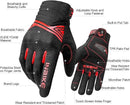 Breathable Mesh Motorcycle Gloves Touchscreen with TPR Palm Pad Hard Knuckle-Red-Medium-2