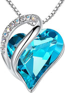 Infinity Love Heart Necklace, Birthstone Necklace for Women, Jewelry for Women with Healing Crystals, Allergy Free Pendant Necklace-12a-December-Aquamarine Blue-1