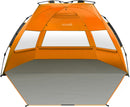 OutdoorMaster Pop Up 3-4 Person Beach Tent X-Large - Easy Setup, Portable Beach Shade Canopy Folding Sun Shelter with UPF 50+ UV Protection Removable Skylight Family Size (Orange)-1