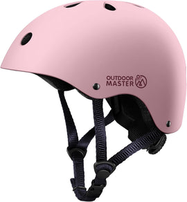 OutdoorMaster Youth & Kids Bike Helmet - Adjustable Multi-Sports Skateboard Helmet with Removable Liners for Balance Bike, Toddler Scooter, One Wheel Hoverboard-Light Pink-Medium